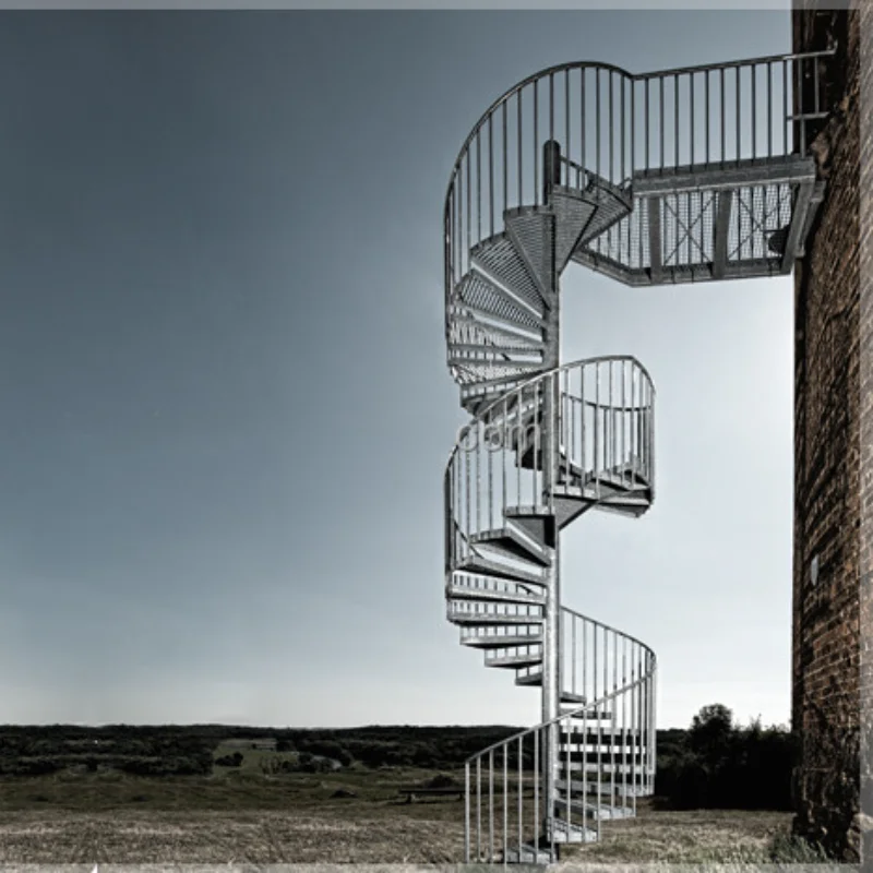 Escalera de espiral de acero a precio de fábrica Escalera de acero para exteriores Escalera de jaula de gato de acero con ángulo metálico