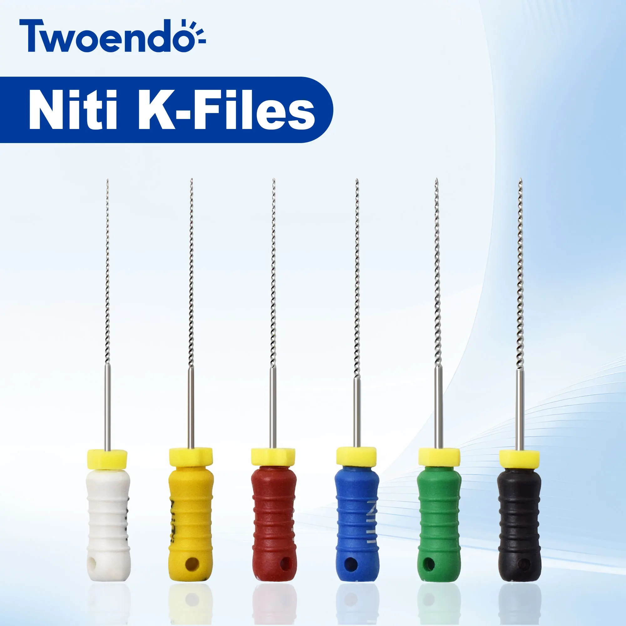10Boxes Twoendo NITI K Files 21/25mm Hand Use Endo Files #15-40 #45-80 Optional Size Used Endodontic File Root Canal Dental Tool