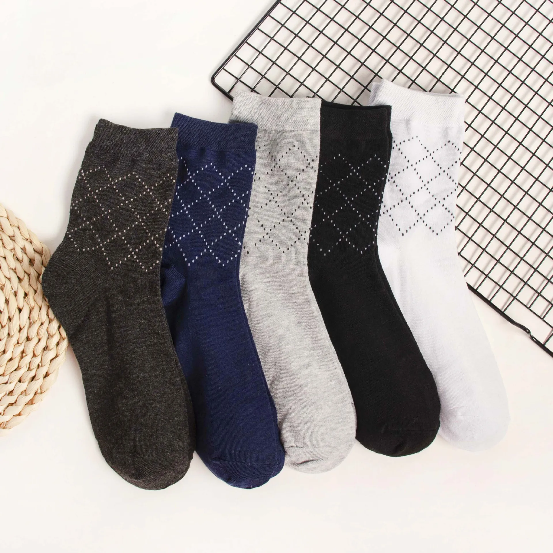 راحة عمل بلون موحد، جوارب ماصة للعرق، قابلة للتنفس ومقاومة للرائحة، جوارب عبر الحدود، جوارب منتصف الساق