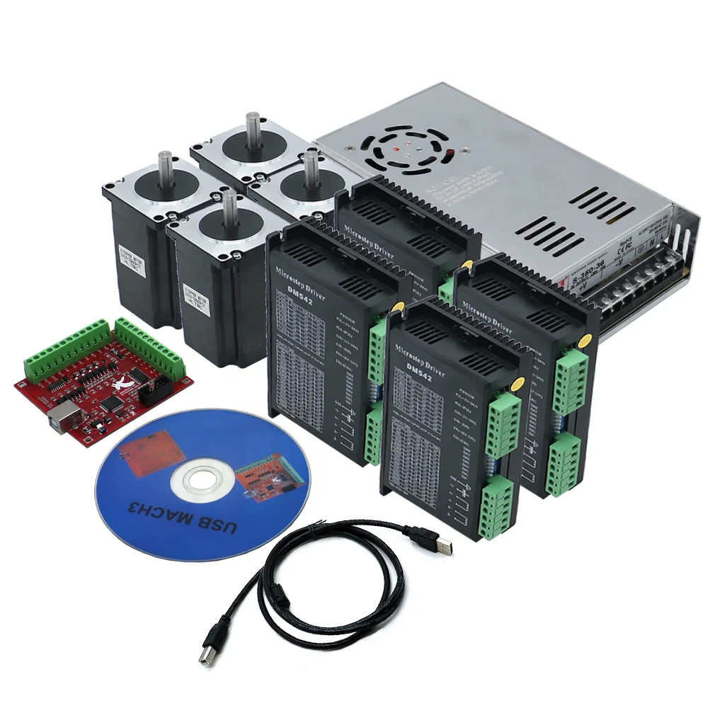 

HLTNC Nema 23 76MM 57HS 1.8 2-Phase Mini Hybrid Nema23 57HS76 2-Phase Hybrid Stepper Motor DM542 Driver Kits
