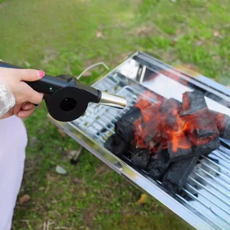 BBQ Fan Adjustable Speed Handheld Blower Hand Operated Provides Cool Breeze for Camping Cooking Easy Fire Bellows Tool