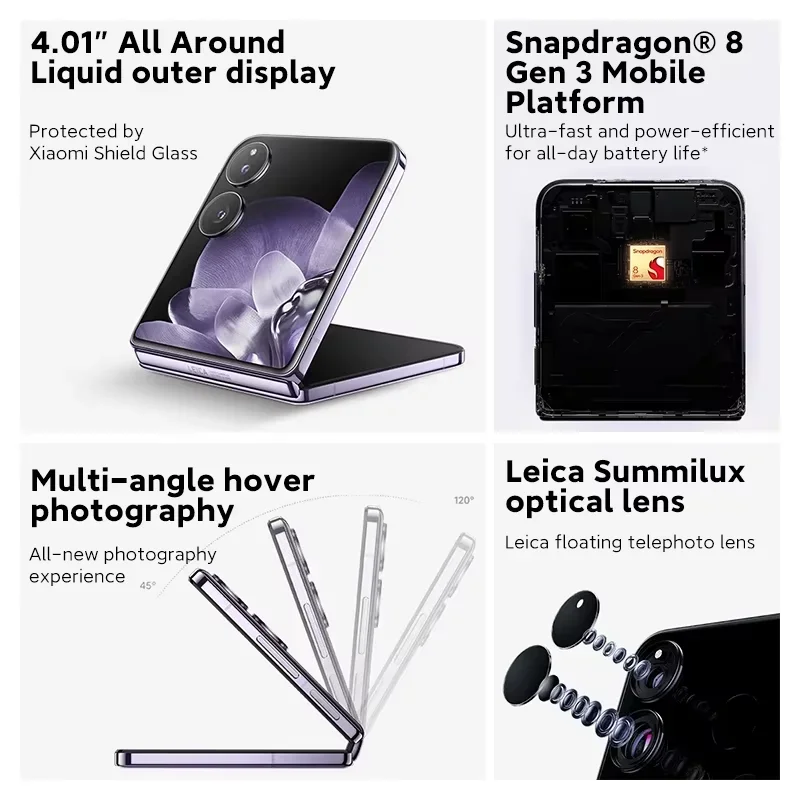 Global Version Xiaomi MIX Flip Foldable Snapdragon 8 Gen 3 Leica 50MP Camera Hyper Charger 6.86