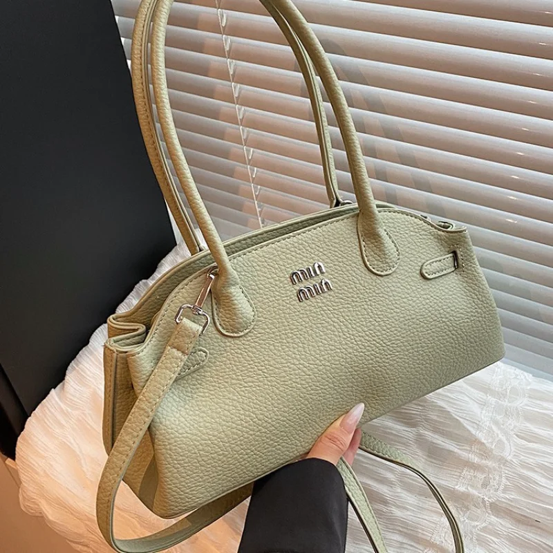 

2025 Solid Color Underarm Bag for Women Spacious Shoulder Purse Adjustable Crossbody Strap with Top Handle