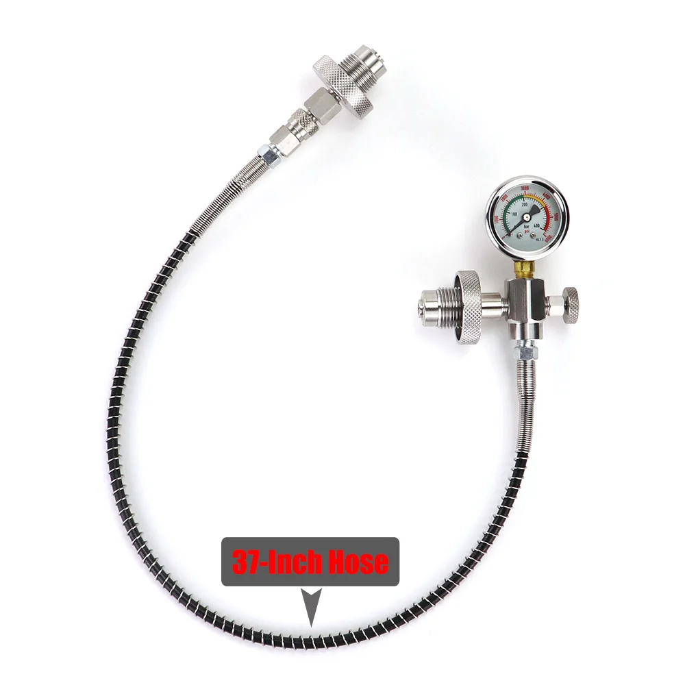 Diving DIN300 Cylinder Decanting / Equalising Pressure With Quick Disconnect Hose+Gauge - 232Bar and 300Bar image 3