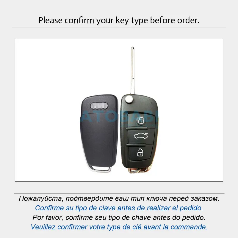 Leather Car Key Case Keychain For Audi A1 A2 A3 A4 A6 Q2 Q3 Q7 S3 S6 TT TTS RS3 RS6 Folding Remote Contorl Fobs Protector Cover