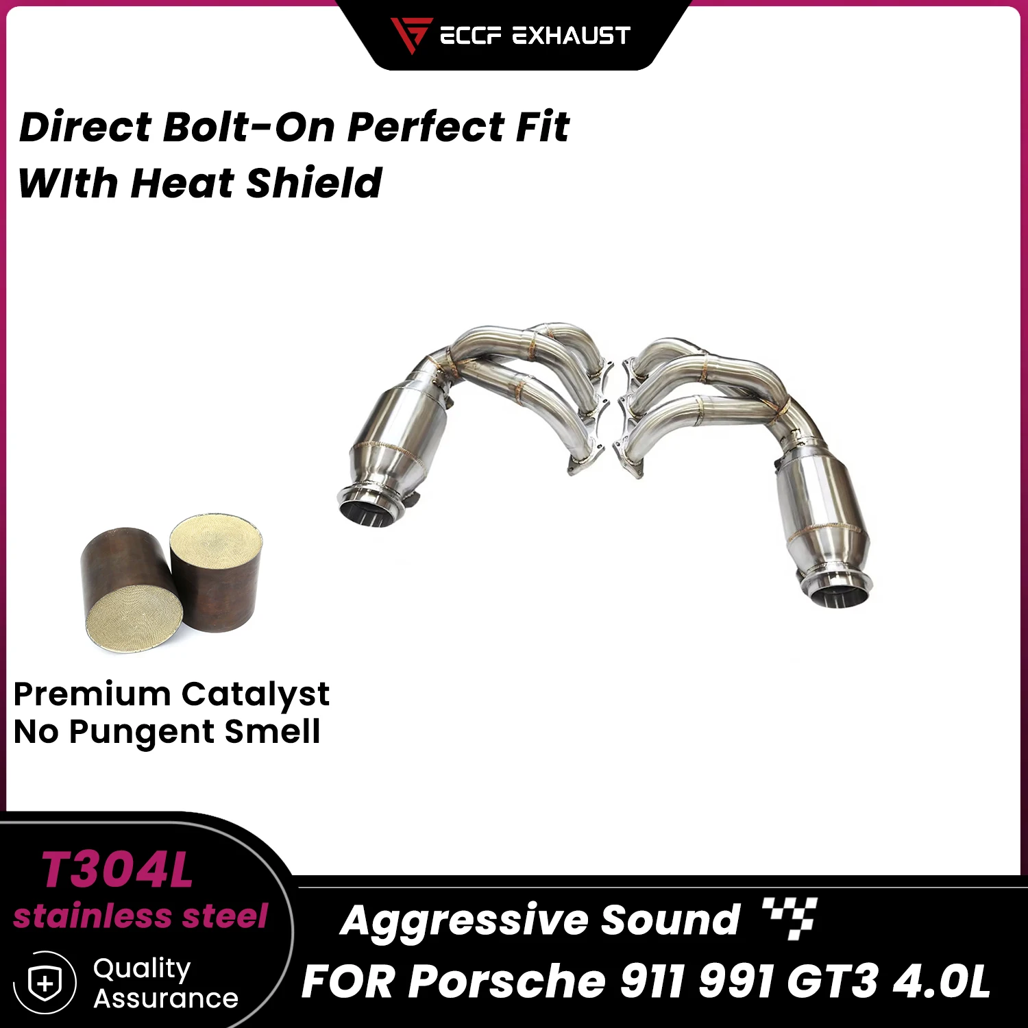 

High Flow Sports Stainless Steel Headers for Porsche 911 991 GT3 4.0L Maximize Exhaust Flow Easy Installation