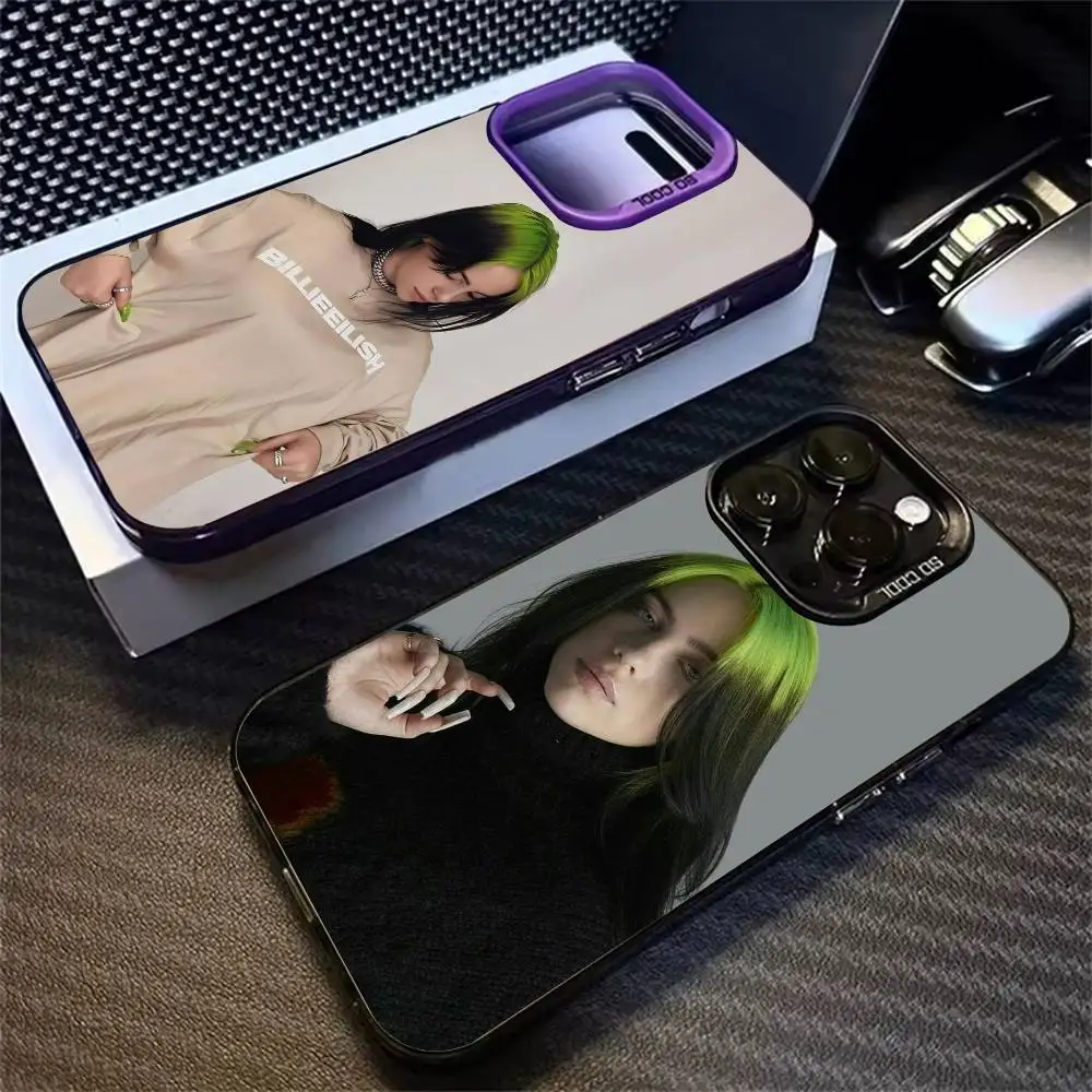 

Representative pop singers B-illie Eilish Phone Case For Gradient Silver Case iPhone 17,16,15,14,12,13,11 Plus,Pro Max,XS