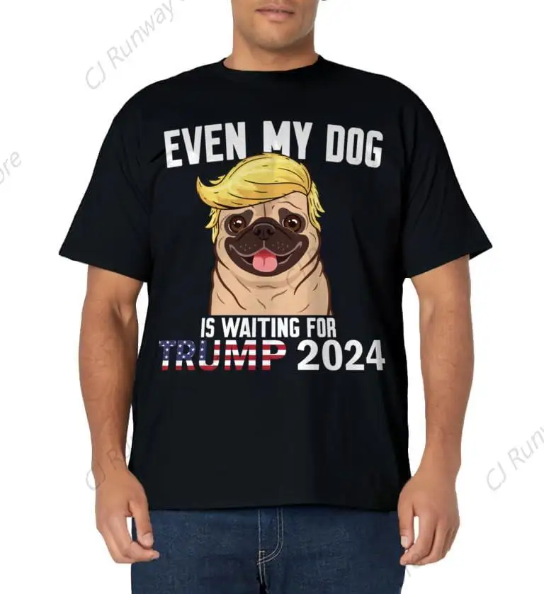 Even Dog Waiting For Trump 2024 Pug Owner Lover T-Shirt