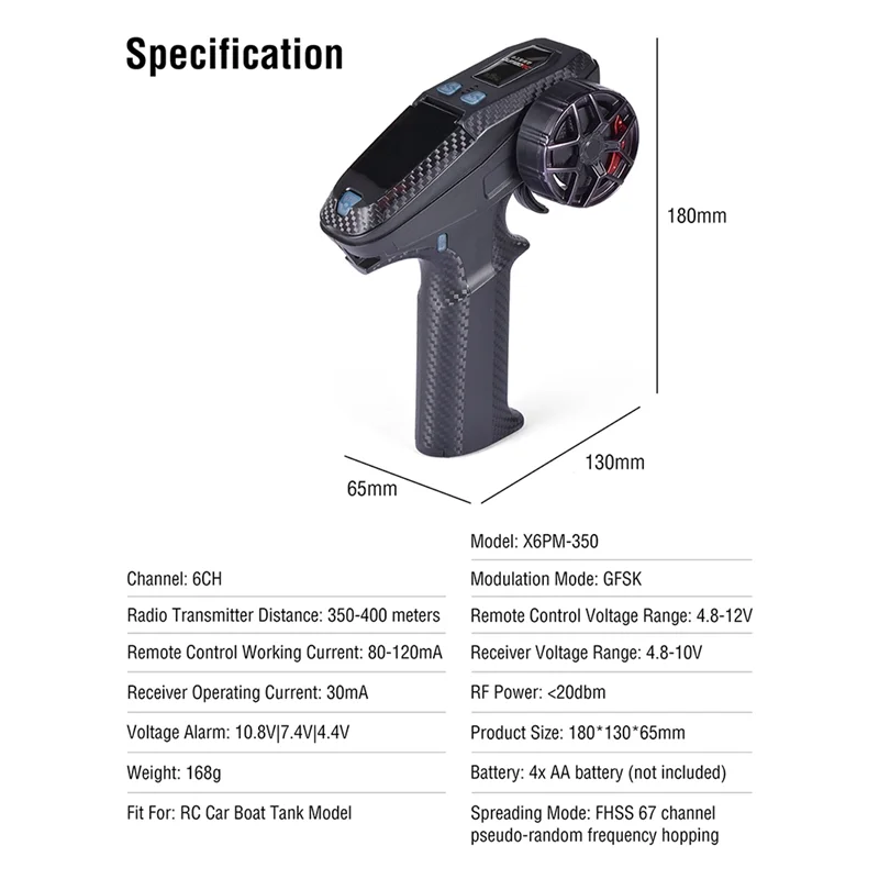 Elegante para Dumborc X6PM-350 RC transmisor 2,4G 6CH RC control remoto con receptor para RC coche barco tanque