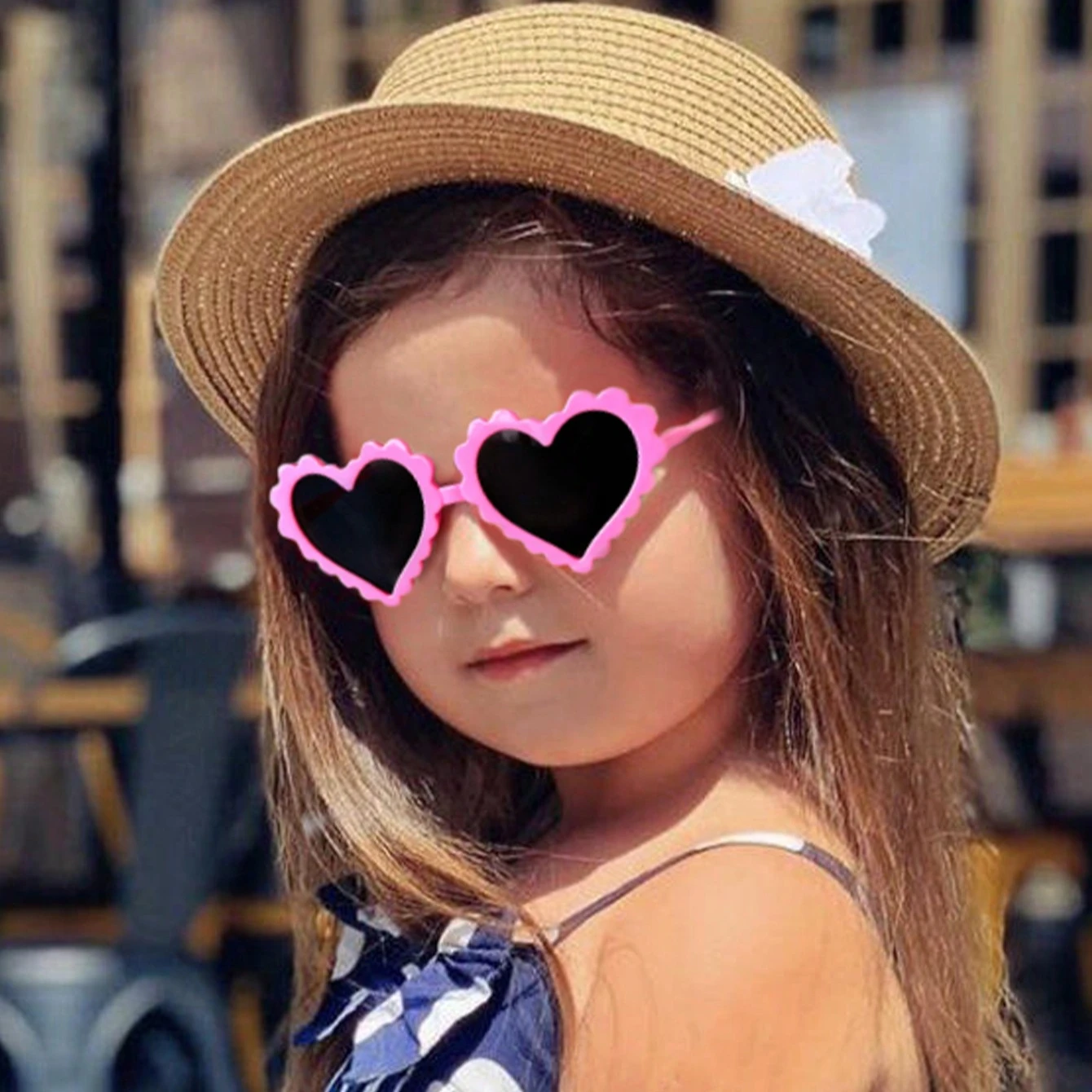 2/4/8Pcs 6 Styles Girls Cute Fashion Colors Heart Cat Bear Ear  Children Kids Fashion Glasses Protection Eyewear Great Gift image 2