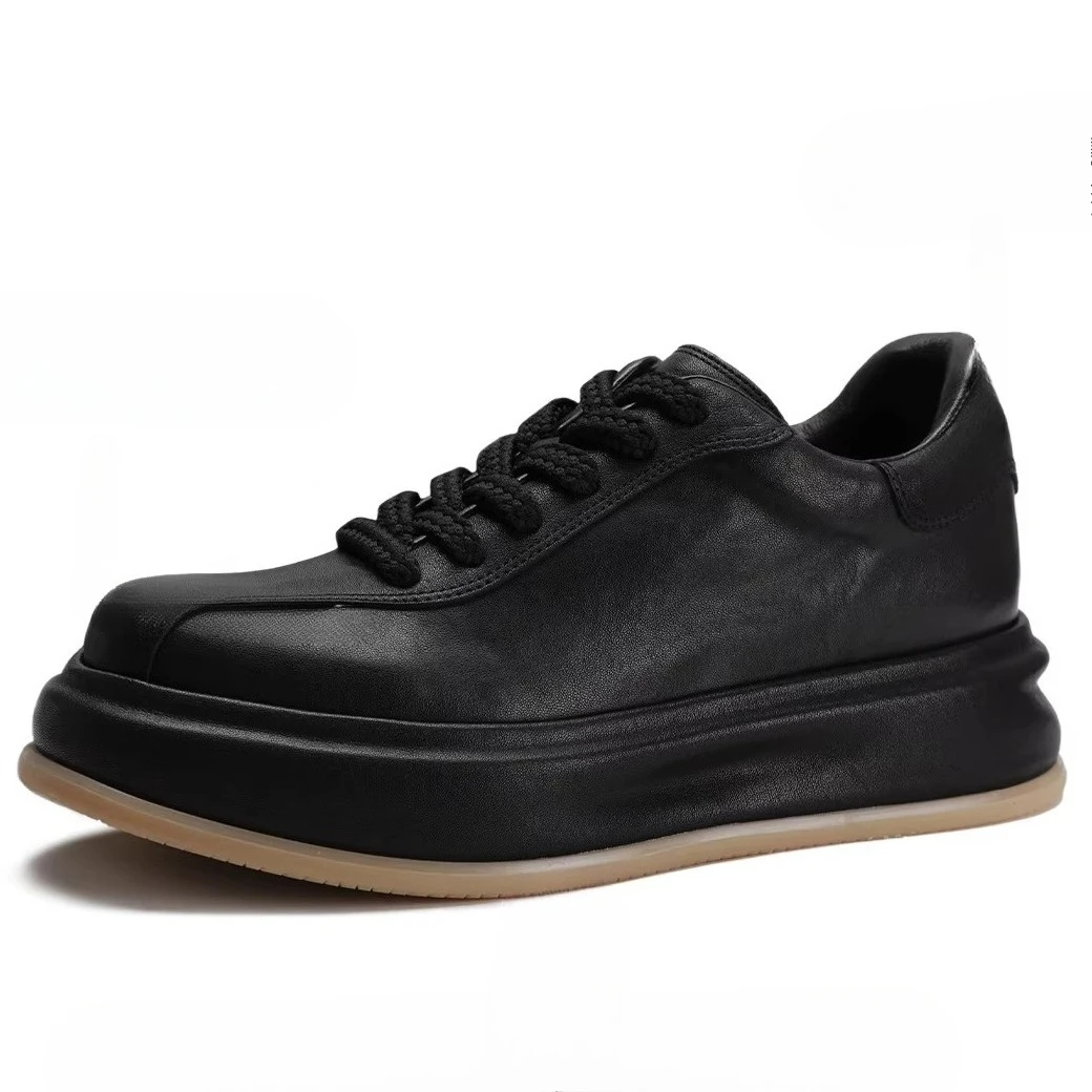 Horse Leather Casual Shoes for Men's Genuine Leather Breathable Handmade Horsehide Comfortable Business Thick Bottom Board Shoes