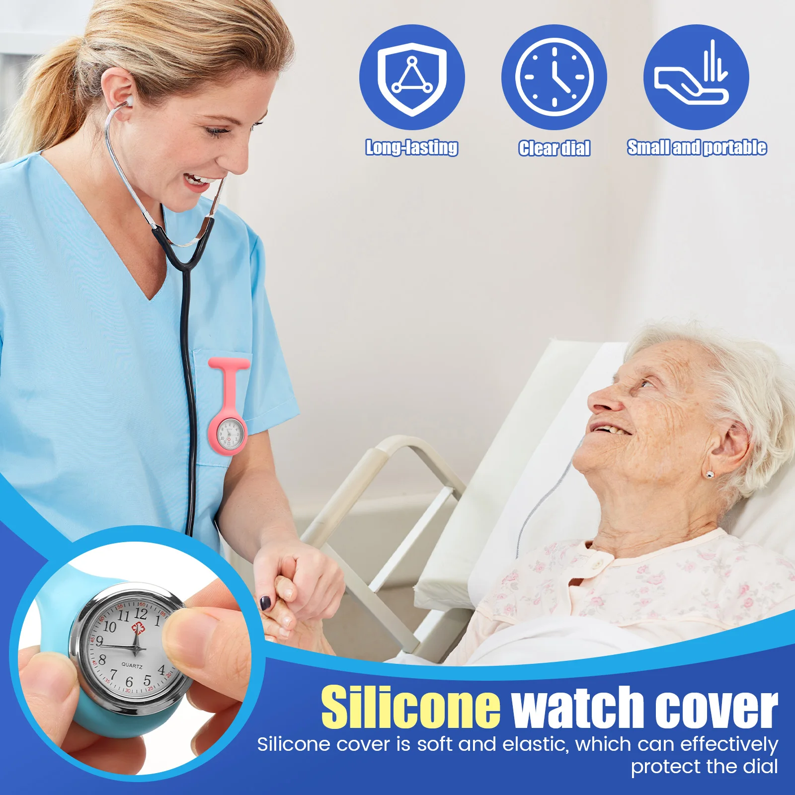 15 قطعة ساعة ممرضة قابلة للسحب كليب على فوب ساعة الطبيب الطبية معلقة بروش دبوس ساعة كوارتز مع اليد الثانية طبيب ممرضة هدية #5