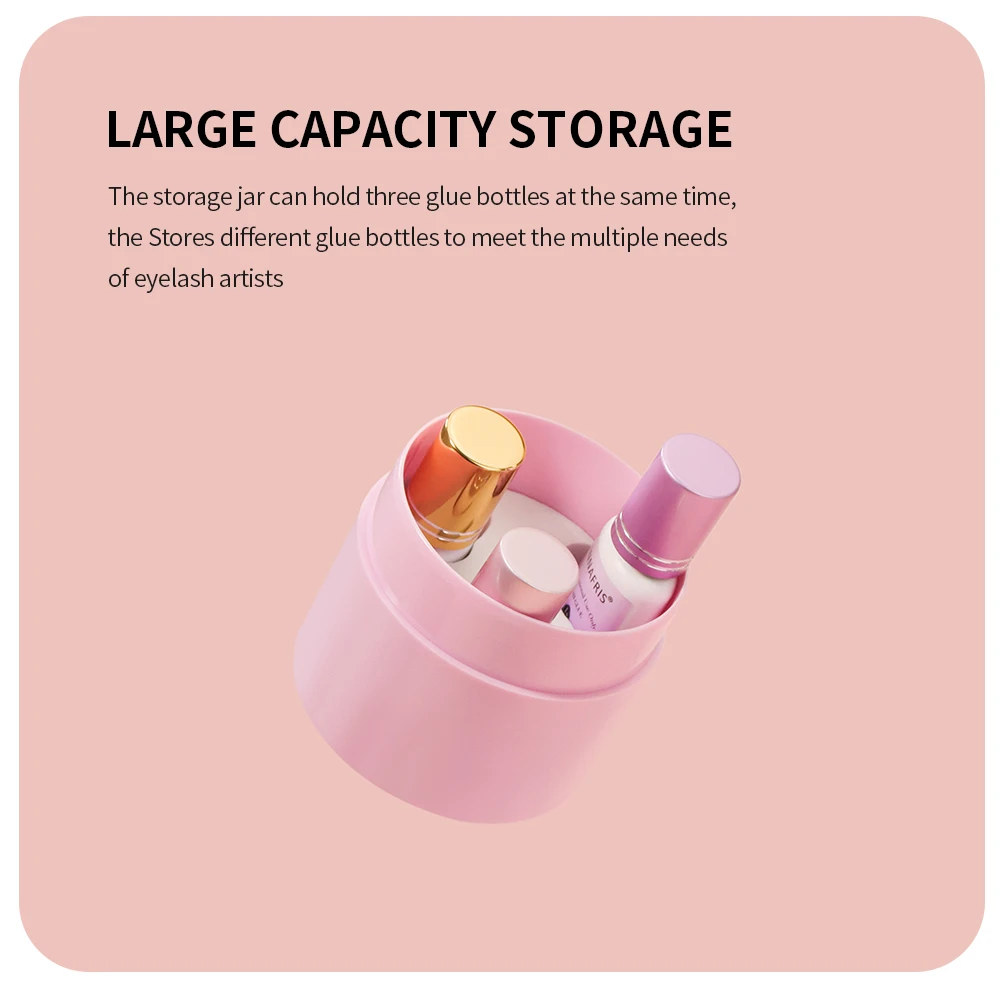 ANNAFRIS Eyelash Glue Storage Tank Container Extend Lash Glue Life Activated Carbon Sealed Storage Jar Adhesive Stand