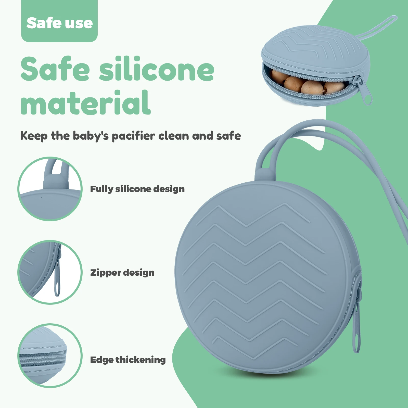 Silicone Nipple Storage Bag Portable Soother Organizer Dustproof Storage Bag with Lanyard Secure Hanging Baby Pacifier Holder