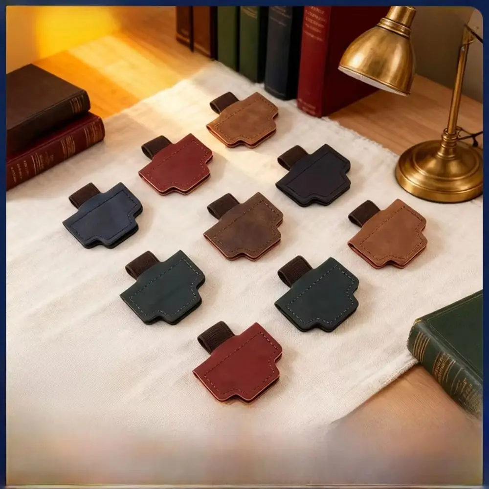 

Portable Leather Leather Pen Holder Minimalist Exquisite Pen Clamp Simple Multi-color Retro Bookmark Office Supplies