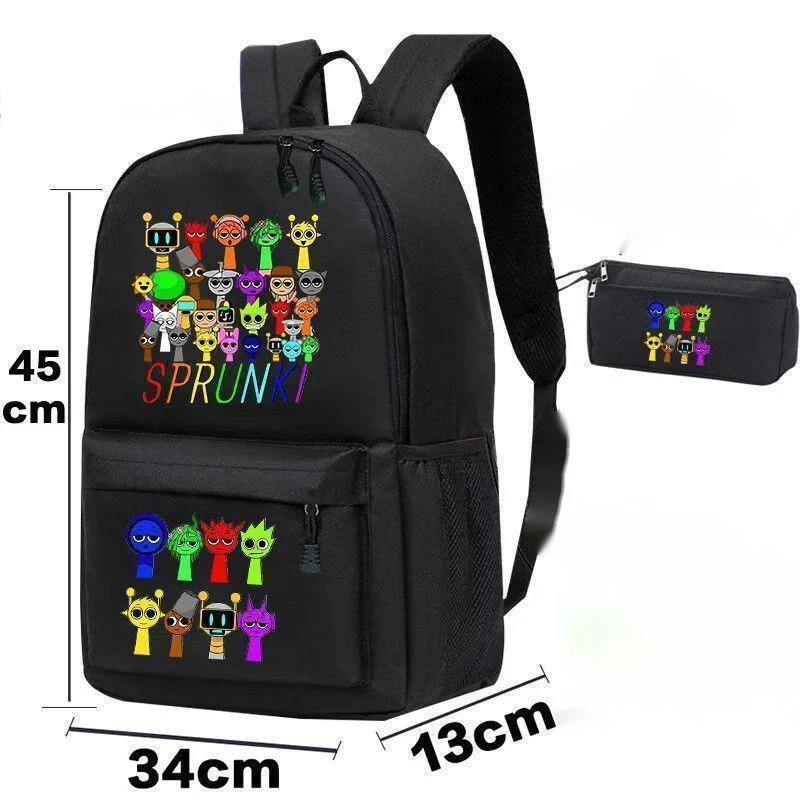 Sprunks Backpack Music Rhythm Box Backpack Canvas Print Zipper Game Middle School Students 3-6 Grades Noctilucent Waterproof Bag