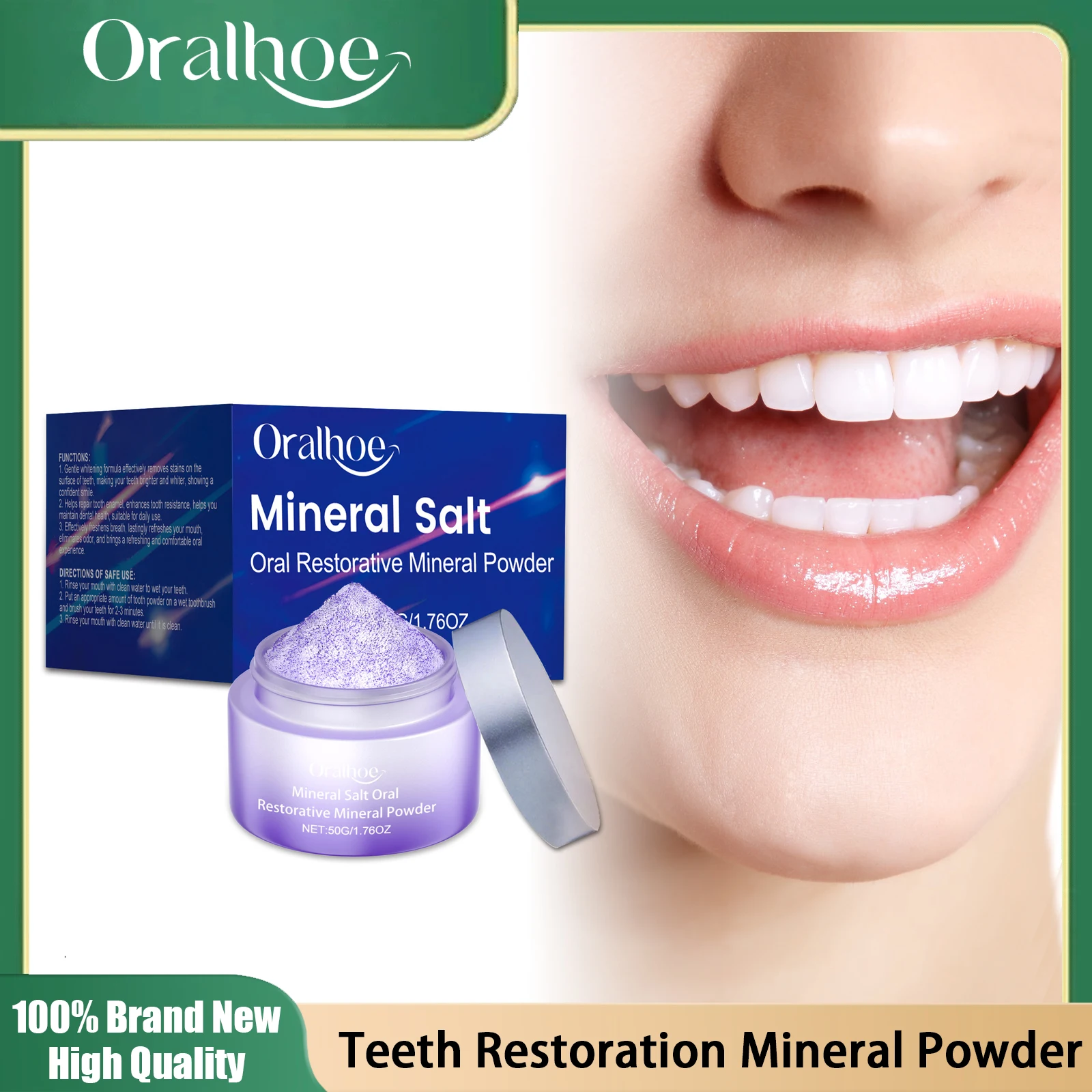 

Whitening Teeth Powder Cleaning Oral Improve Bad Breath Remove Dental Stains Tartar Protect Gums Mineral Restorative Toothpaste