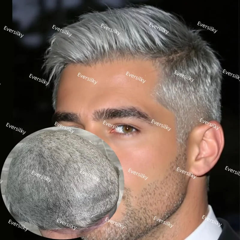 

#1B50#1B65#1B80 Toupee Men Invisible Hairline super 0.04mm Ultra Thin Skin Male Hair Prosthesis wig 100% Human Hair Replacement