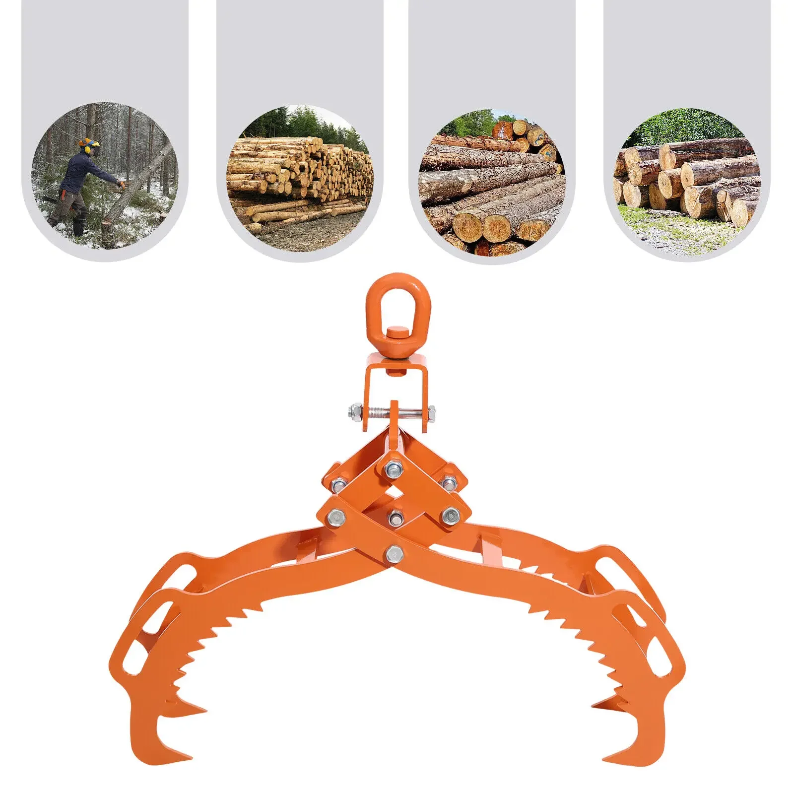 3000LBS Heavy-Duty Log Lifting Tongs - Quadruple-Claw Steel Timber Grabber for Wood Handling & Forestry