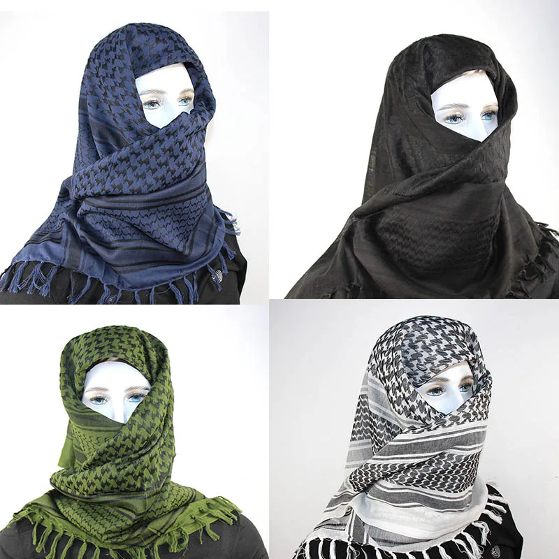 Tactical Arab Keffiyeh Shemagh Scarf Cotton Winter Shawl Neck Warmer Cover Head Wrap Windproof Outdoor Camping Scarf Men Women