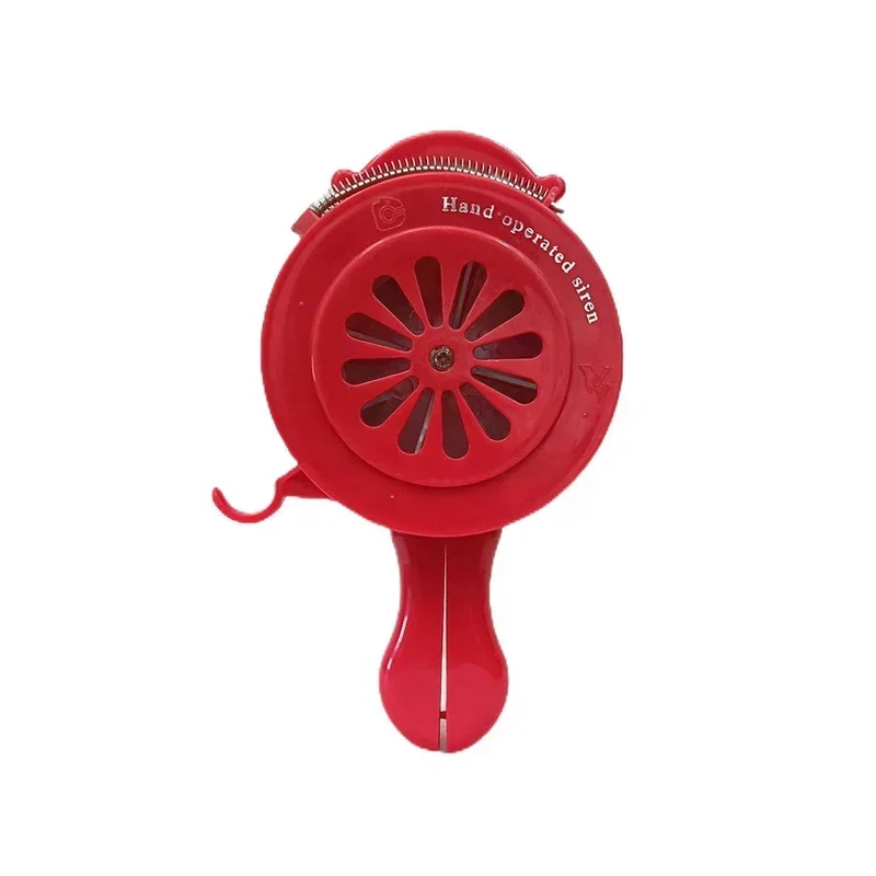 Manual Operated Security Alarm Hand Crank Plastic Shell, Handheld Air Raid Siren Portable Loud Safety Emergency Siren, Red