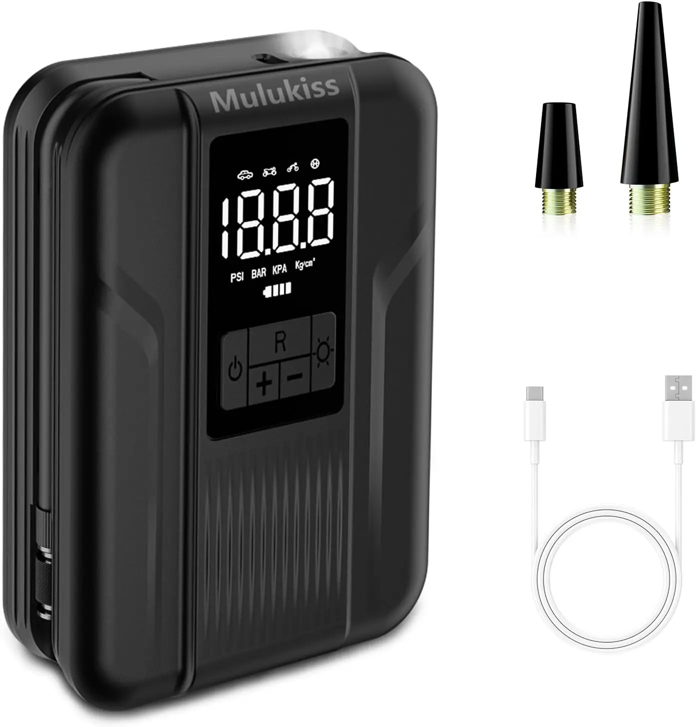 

Портативный насос для накачивания шин 150 фунтов на квадратный дюйм с аккумулятором 5000 мАч и цифровым датчиком, светодиодной подсветкой для автомобиля, мотоцикла, велосипедных шин и шариков