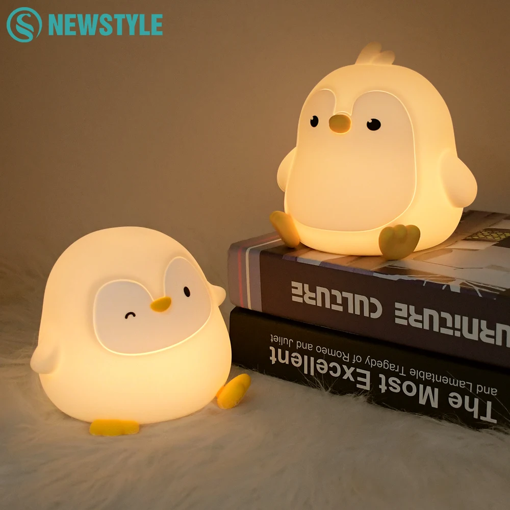 Cute Silicone Penguin Night Light Dimmable Novelty Kids Night Light With Touch Sensor USB Rechargeable Suitable For Kids Gifts