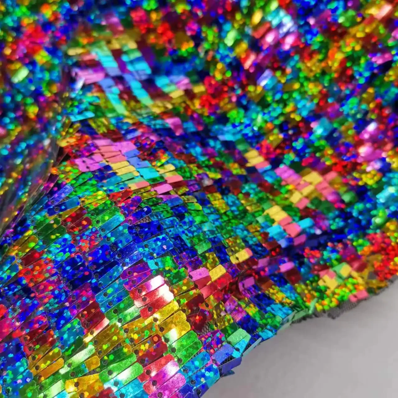 

On Sale Bling Laser Magic Sequins Mesh Fabric Skirt Cloth Wedding Shiny Material