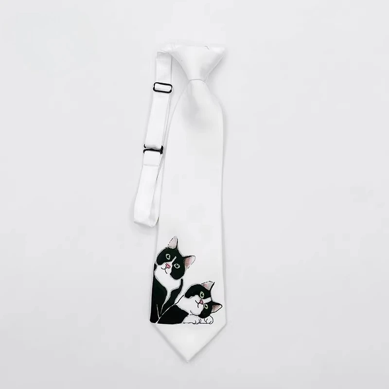 

Sweet and cool small tie jk college original accessories cute cat printed lazy ties