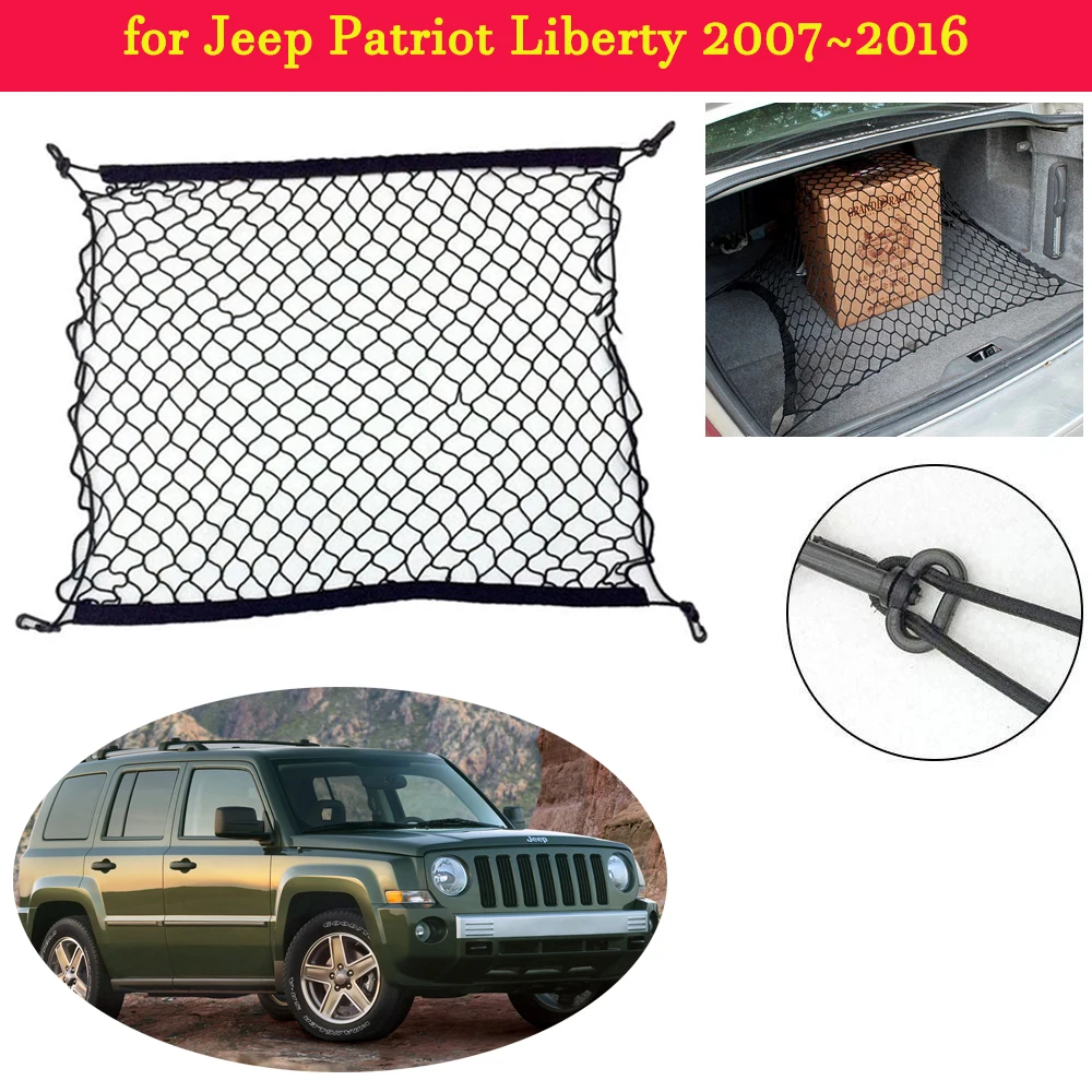 

for Jeep Patriot Liberty 2007~2016 Car Trunk Luggage Storage Cargo Organiser Hooks Nylon Elastic Mesh Net Plastic Accessories