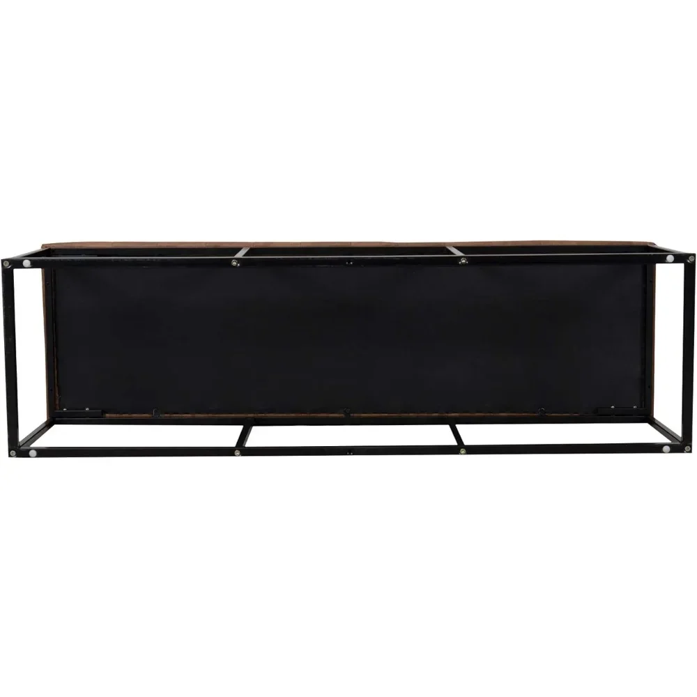 Faux Leather Button Tufted Decorative Bench With Metal Base Furniture Brown Freight Free Stool Pouf Living Room