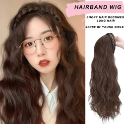 Hairband Synthetic Wig Wavy Integrated Fashion Long Hair Daily Wear Heat-Resistant Wavy Curls