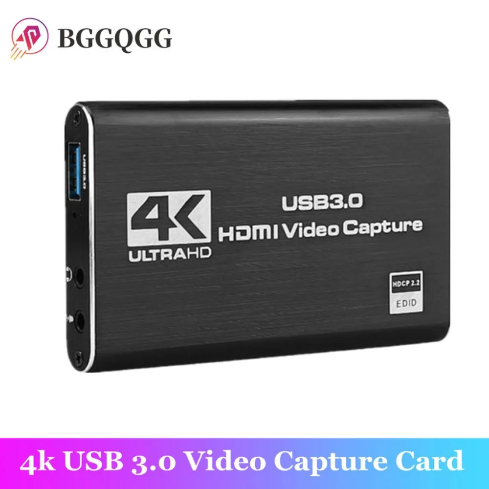 

BGGQGG 4K USB 3.0 Video Capture Card HDMI-compatible 1080P 60fps HD Video Recorder Grabber For OBS Capturing Game Card Live