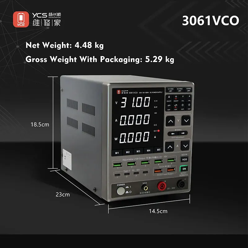 

YCS 3061VCO 30V 6A DC Power Supply- Adjustable Voltage, OCP Protection for Electronics Repair, DIY Projects, Charging & Testing