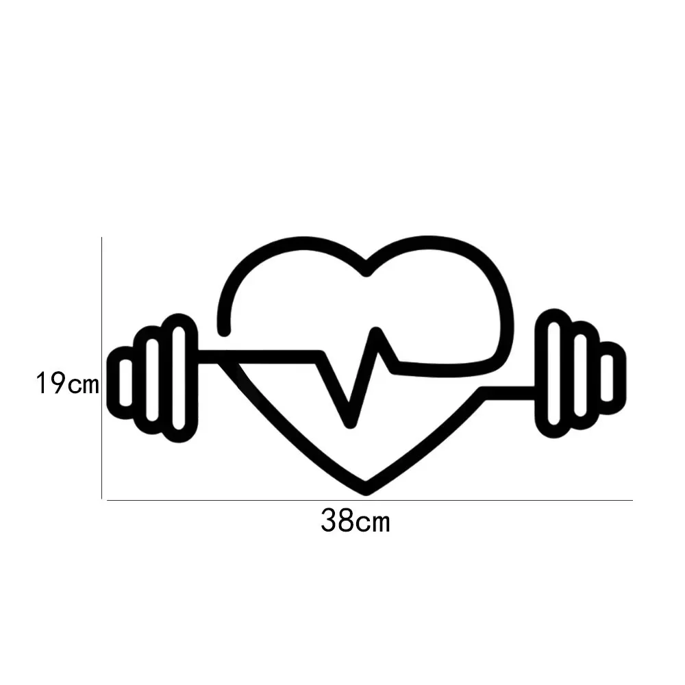 Large Gym Heart Shape Weights Barbell Wall Sticker Fitness Bodybuilding Crossfit Yoga Healthy Vinyl Wall Decal Home Gym Decor