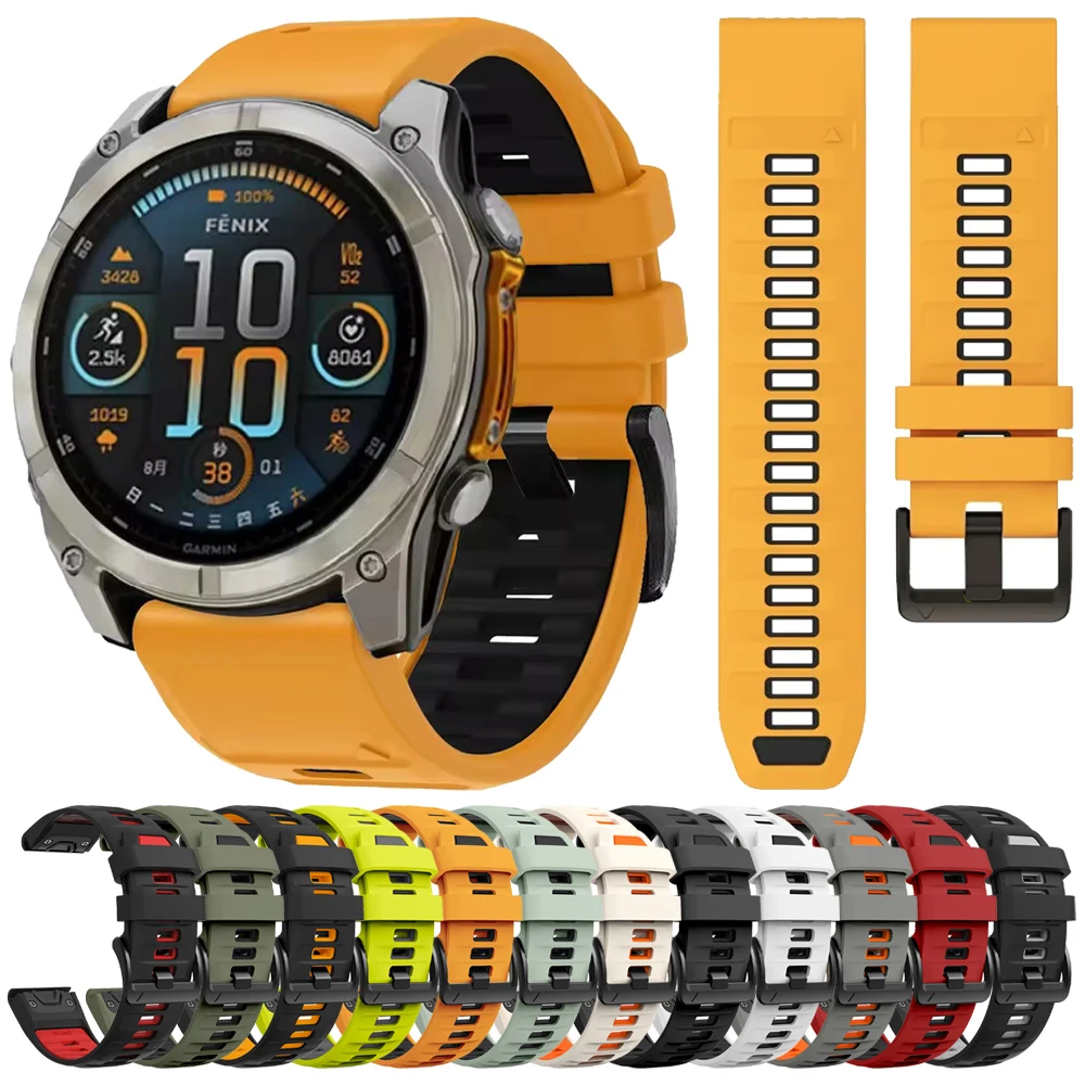 Fenix8 Watch Strap For Garmin Fenix 8 E 47mm 51mm 7X 7 Pro 6 6X 5 5X/Epix Gen 2/Enduro 3 Quick Fit 26/22mm Sport Rubber Bracelet