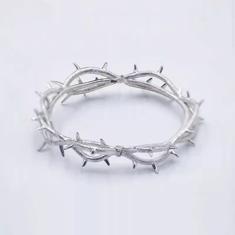 

Thorn Bracelet Punk Gothic Cosplay Unisex Metal Hip Hop Hand Chain Silver Color Jewelry For Women girl Men Bangles Props Jewelry