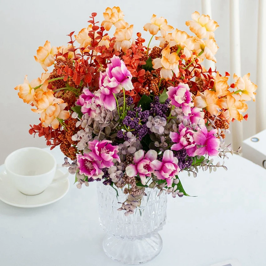 Künstliche Blume Seidenkamelie Bubble Brautstrauß Bestseller DIY Festival Heim Zimmer Vase Outdoor Hof Garten Wanddekoration Hochzeit – Detail 1