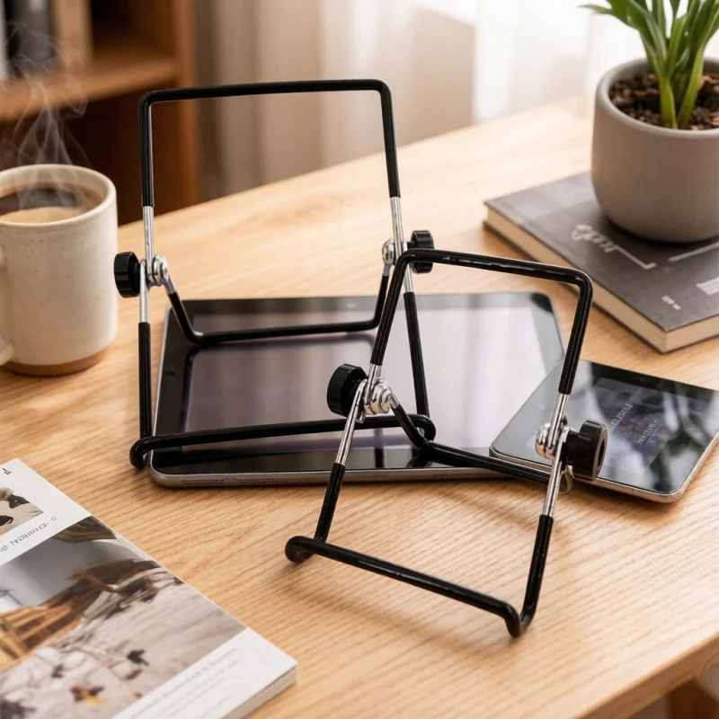 Portable Metal Tablet & Phone Stand, Foldable Desk Flexible Mount for iPad iPhone Samsung Huawei, Universal Work Home Travel