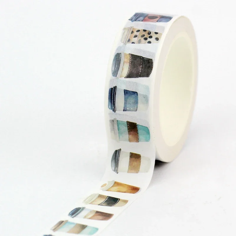 NEW 1PC 10M Decor Set of Coffee Cups on White Bakground Washi Tape for Scrapbooking Craft   Masking Tape Cute Journal Stationery