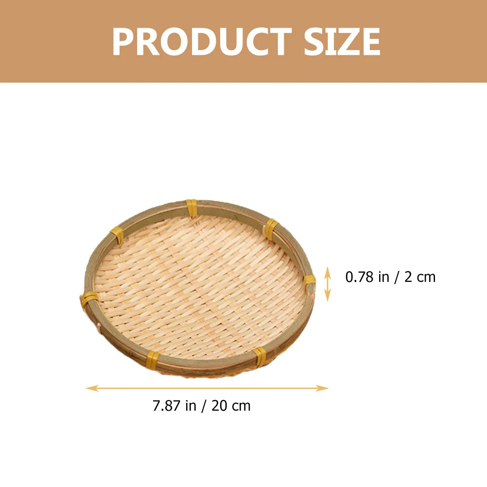

5pcs Bamboo Weaving Basket Handmade Food Sieve Drying Snacks Storage Vegetable Fruit Home Restaurant Multi-Purpose Woven