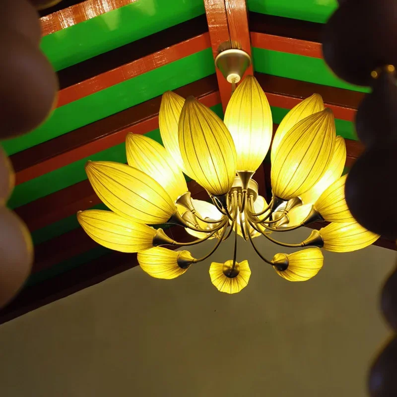 Tea Room Chandelier New Chinese Living Room Light Buddhist Hall South East Asia Hotel Lobby Dining