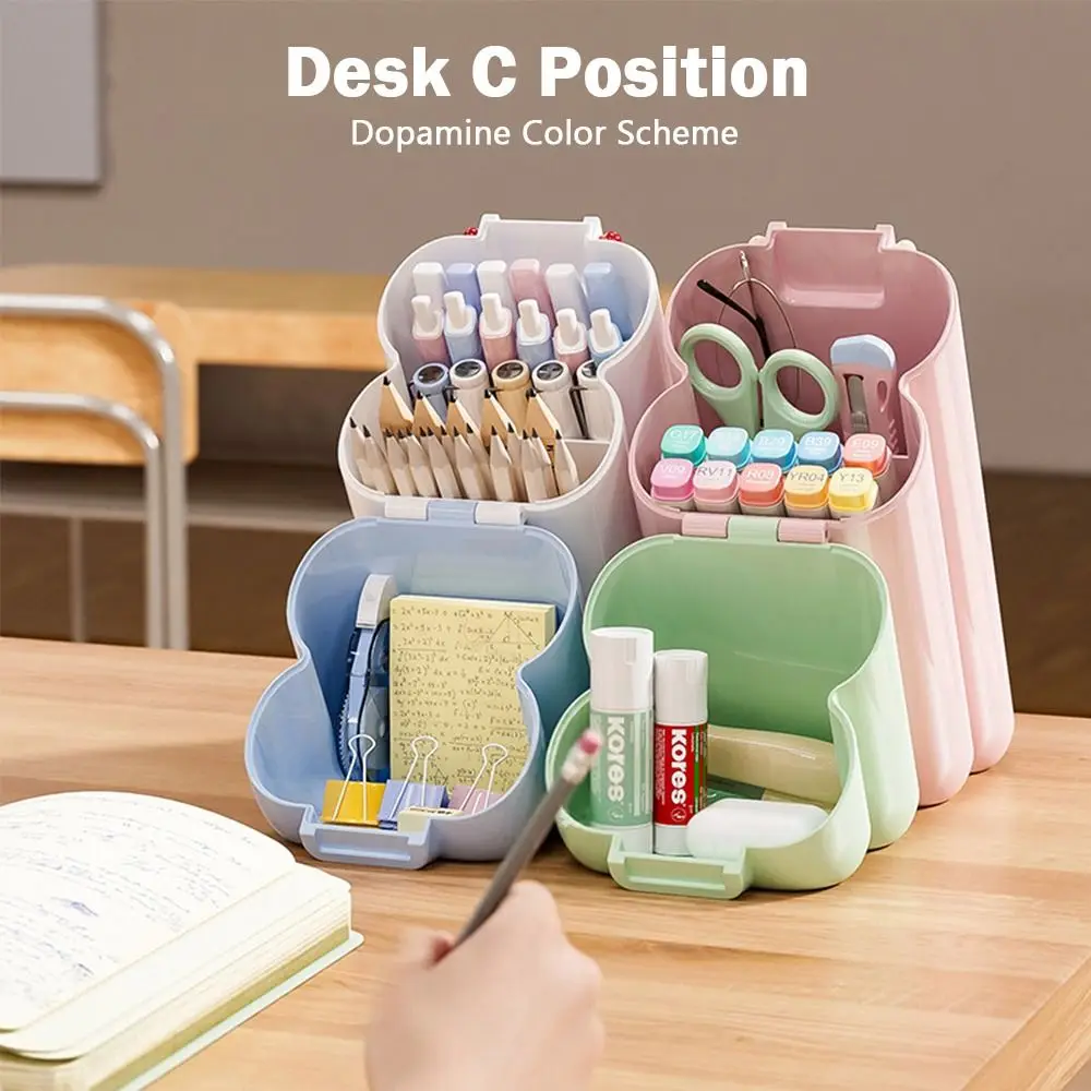 

New Large Capacity Oblique Pen Holder Save Space Desktop Storage Pencil Case Creative Cartoon Pencil Box for Students