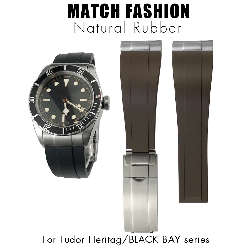 

Silver Golden Curved End Metal Link 20mm 22mm Watchband for Tudor M790 792 793 BLACK BAY 1958 GMT HERITAGE Silicone Watch Strap