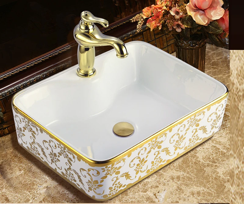 Caijin creative basin artistic basin basin basin washbasin local gold washbasin ceramic washbasin postage.