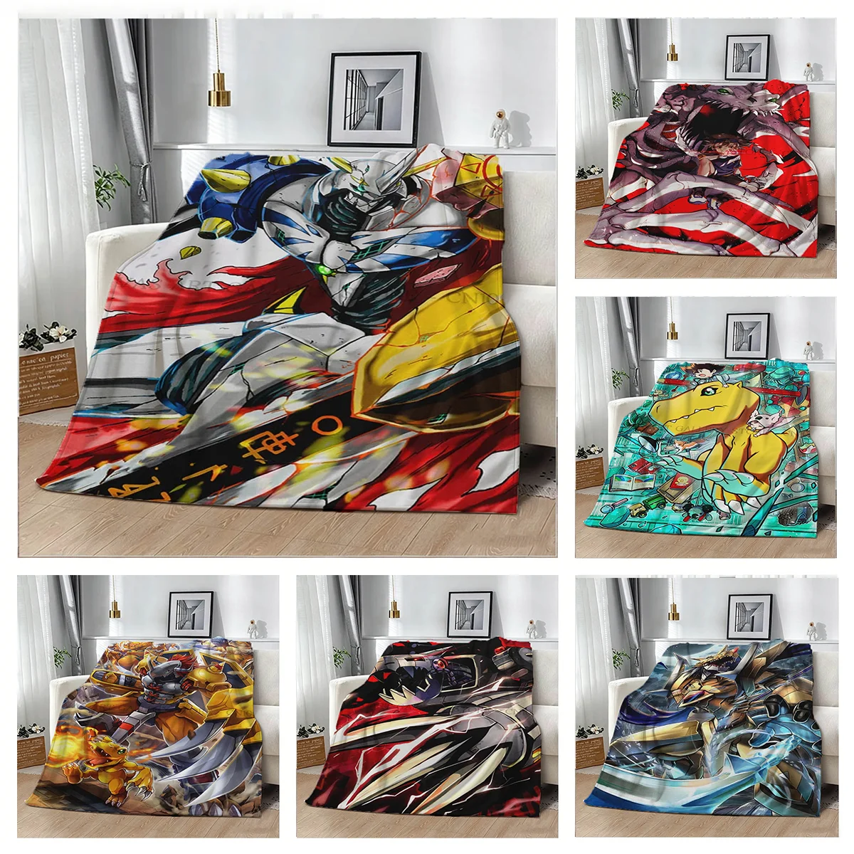 Japanese Anime Digimon Digital Monsters Halloween Christmas Gifts Flannel Blanket Soft Throw Art For Home Decor Sofa Naps Picnic