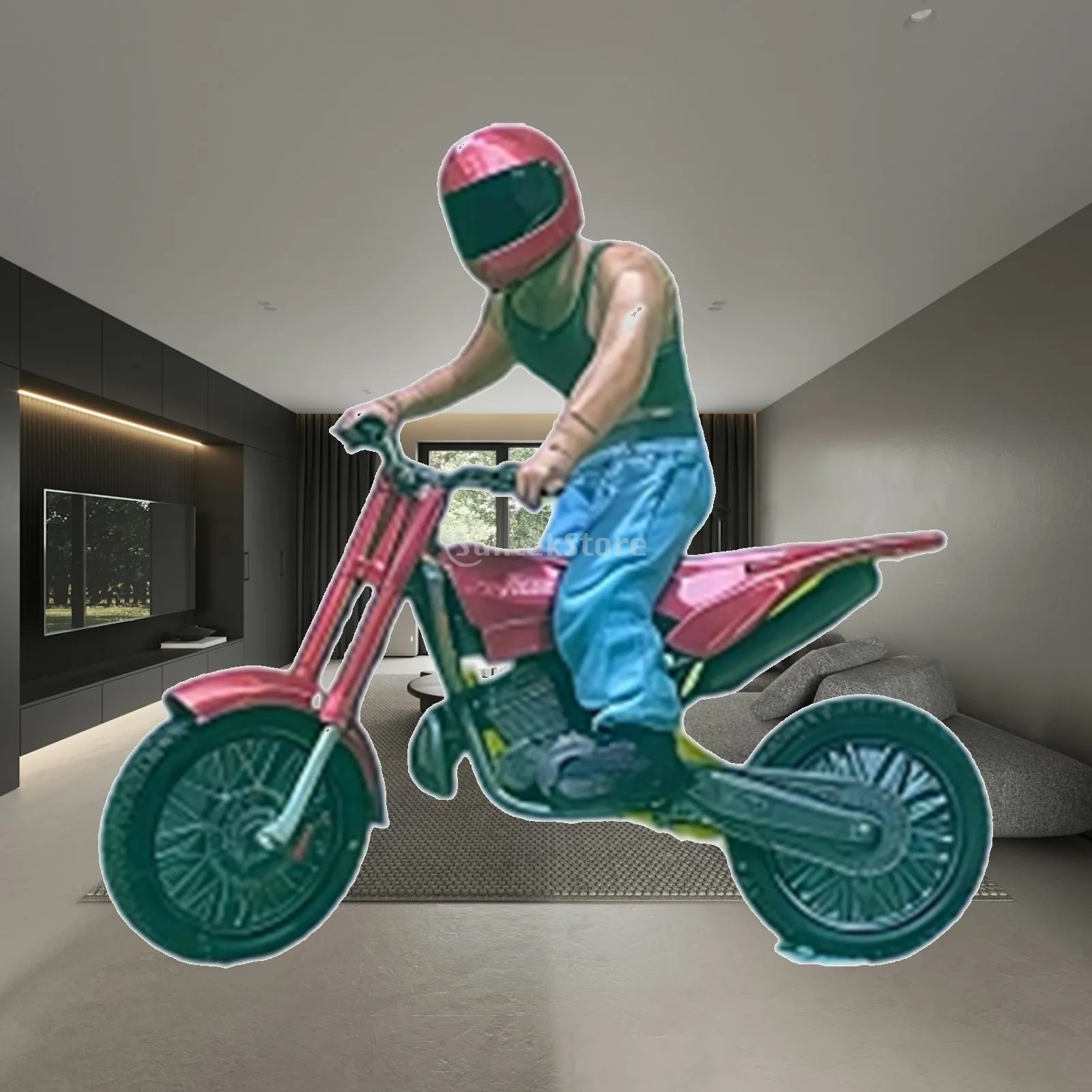 1:64 Scale Riders with Motorcycle Mini Miniature Biker Ornament for Sand Table Desktop Decoration Miniature Scene Train Layout