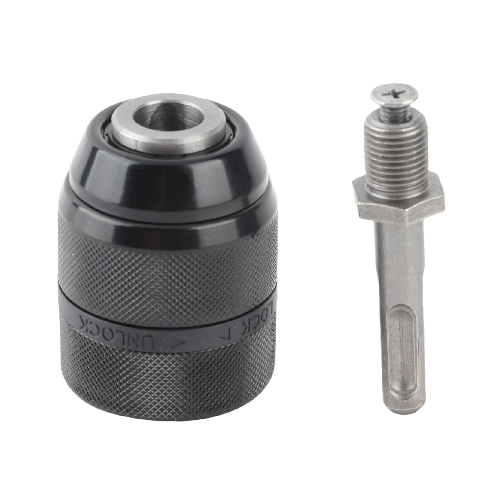 Sleutelloze SDS-boorkopadapter, geschikt voor boorkoppen van 2-13 mm, metalen sleutelloze draaibankboorkopadapter met SDS-adapter en accessoires.