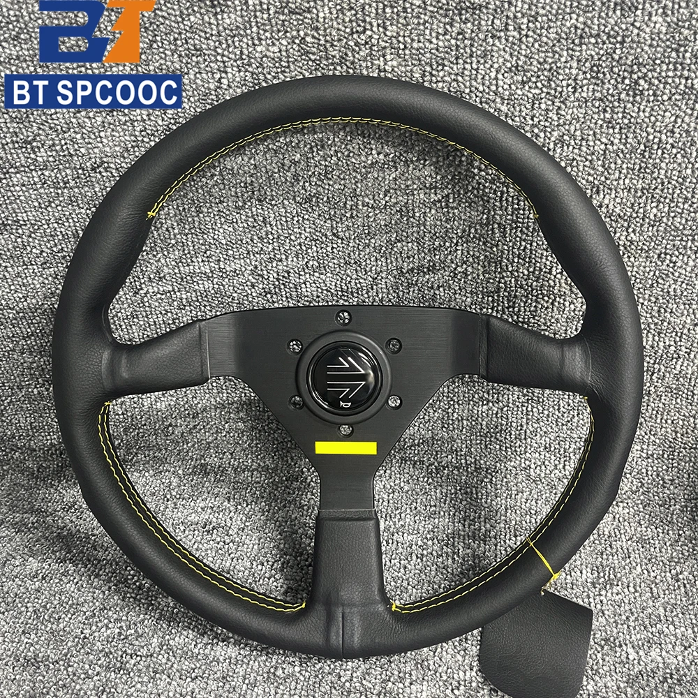 Universal V1 14inch 350mm Racing Steering Wheel Flat JDM Car Sports Real Leather Drift Steering Wheels