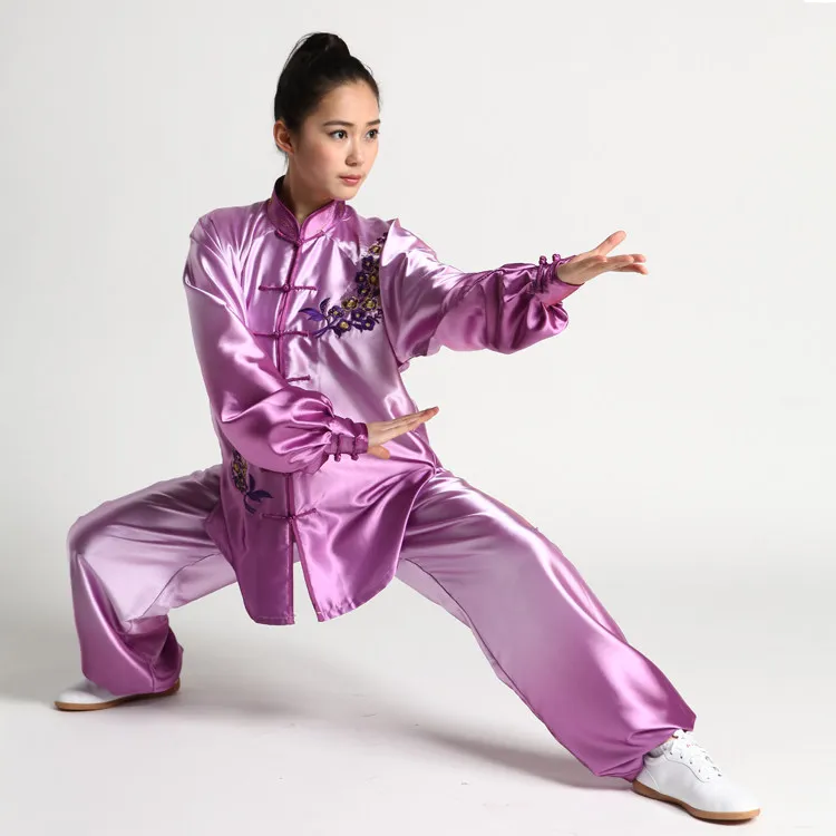 Women's High-end Embroidered Tai Chi Uniform Autumn Martial Arts Practice Performance Competition Clothing with Gradient Color L